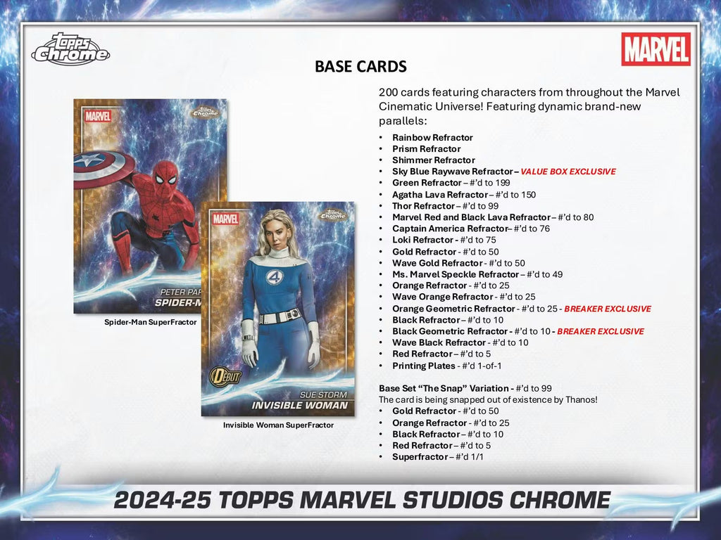 2025 Topps Chrome Marvel Studios Blaster Trading Cards LV