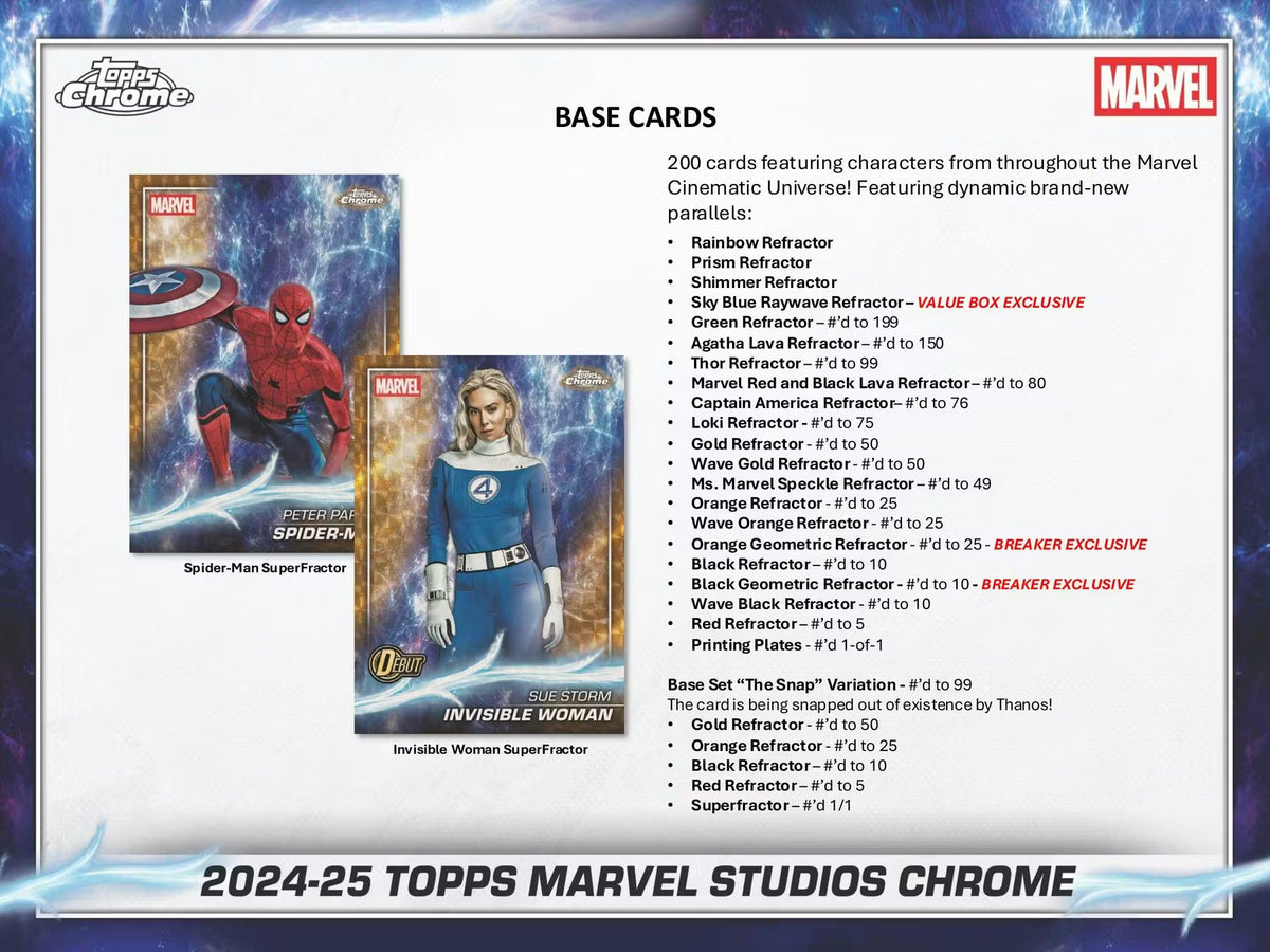 2025 Topps Chrome Marvel Studios Blaster Trading Cards LV