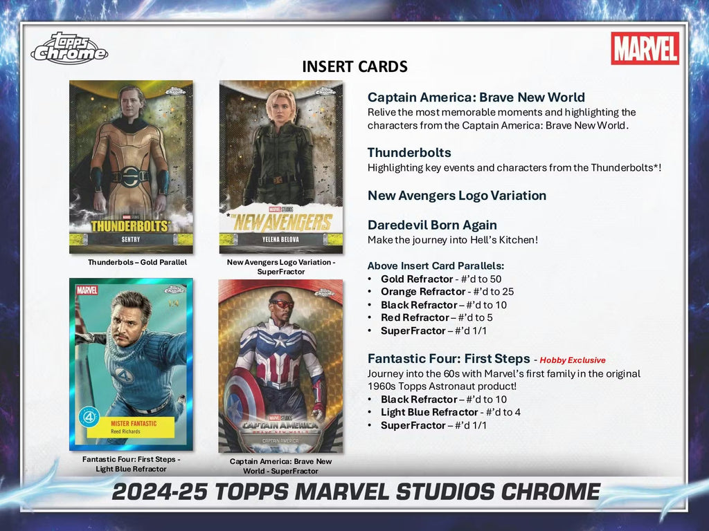2025 Topps Chrome Marvel Studios Blaster Trading Cards LV