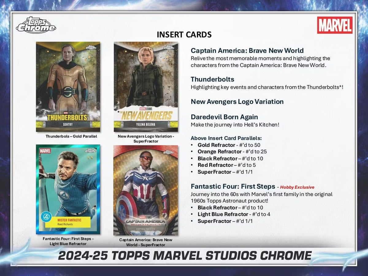 2025 Topps Chrome Marvel Studios Blaster Trading Cards LV