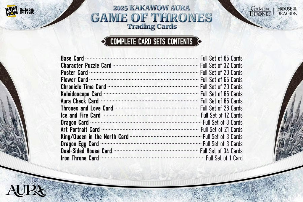 2025 Kakawow Aura Game of Thrones Trading Cards