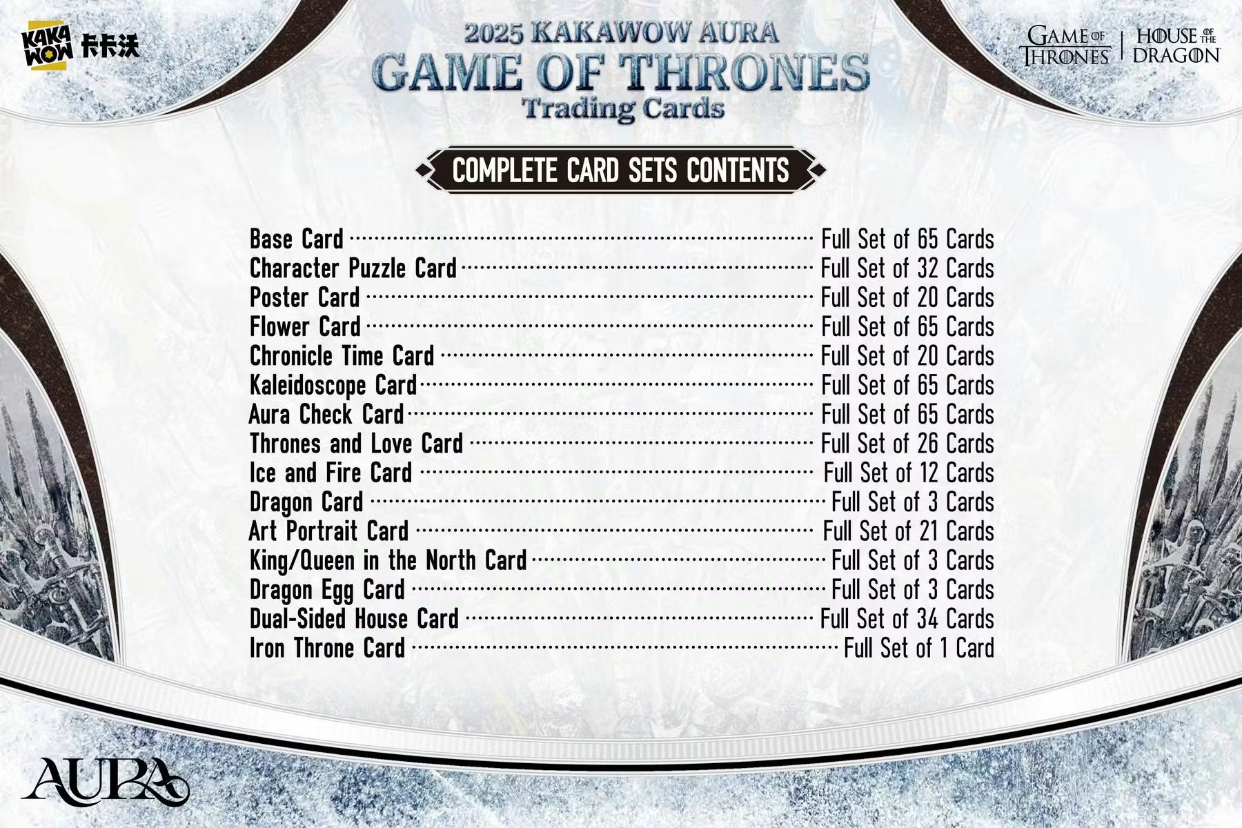 2025 Kakawow Aura Game of Thrones Trading Cards