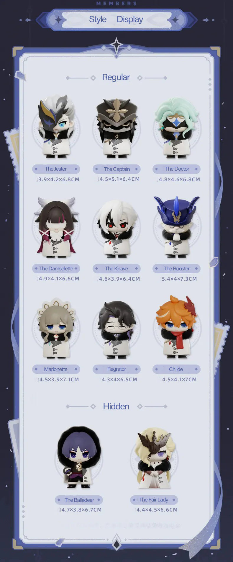 Hey Dolls Genshin Impact Fatui Harbingers Series Mini Blind Box Figures