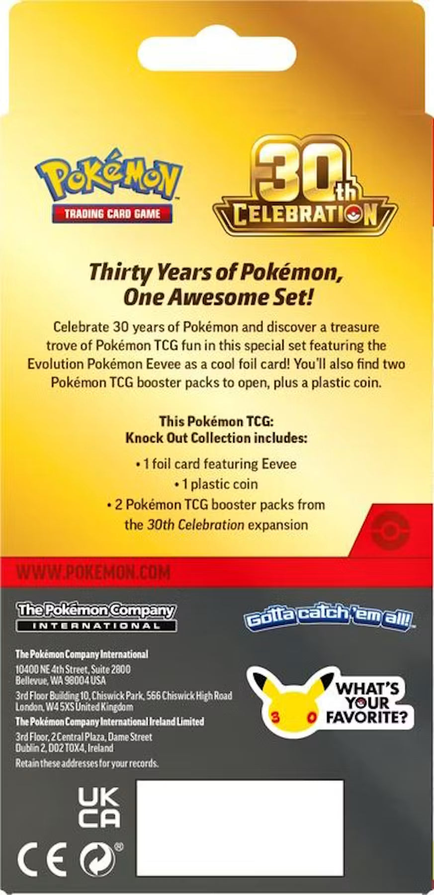 Pokemon 30th Celebration Knockout Collection Box Trading Cards