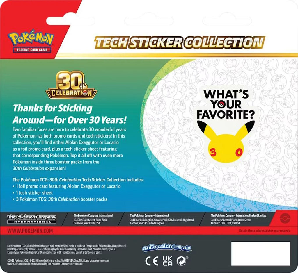 Pokemon 30th Celebration Tech Sticker Collection Box Trading Cards